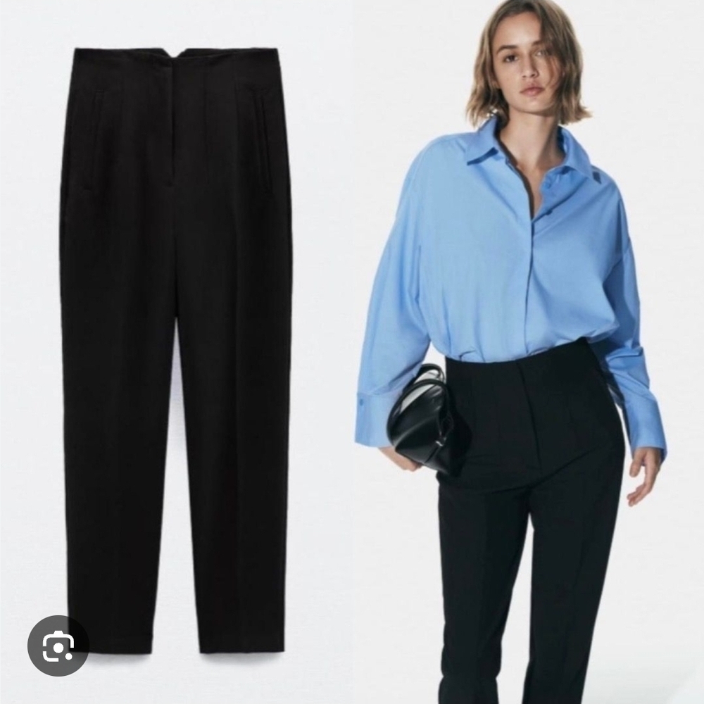 Zara Women’s Black High Waisted Pleated Trousers Size S